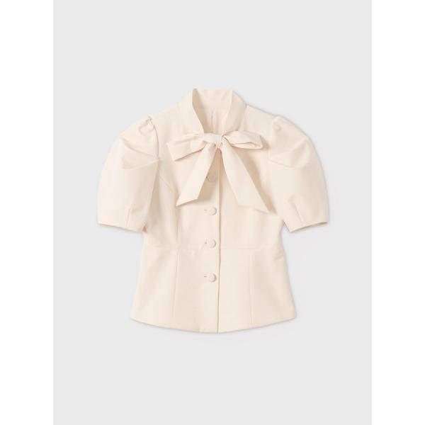 コート アウター RIBBON TIE PUFF JACKET レディース