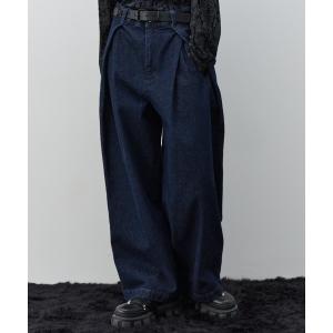 ワイドパンツ ジーンズ AIVER　オーバータックデニムスラックス メンズ レディース