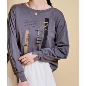 tシャツ テープデザインロゴロンT レディース