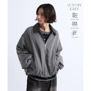 ブルゾン アウター 「LUXURY＋EASY」「イージーケア」FAKE LEATHER COLLAR BALLOON BLOUSON/ラグイージー襟レザーバルーンブルゾン「セットアップ対応」