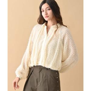 ブラウス シャツ ジャガードバルーンヘムラグランシャツ レディース