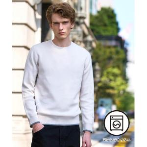 セーター ニット 「6色展開/洗濯機可」コットンカシミヤ スムースニット メンズ