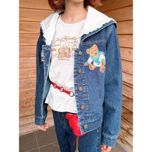 デニムジャケット gジャン ジャーマンクラフトベア刺繍セーラーデニムジャケット レディース