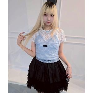 tシャツ 半袖 レースレイヤードトップス レディース