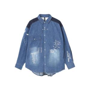 ブラウス シャツ AULA AILA/アウラアイラ/GRAFFITI DENIM SHIRT レディース