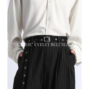 ワイドパンツ スラックス EYELET BELT TR STRAIGHT WIDE SLACKS / アイレットベルト付き/TRワイドスラックス メンズ