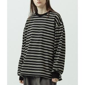 tシャツ 「SLICK/スリック」Narrow Border Oversized Drawstring T-shirt/ナローボーダー オーバーサイズドローストリングTシャツ メンズ レディース