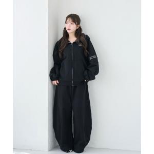 ワイドパンツ スウェットパンツ ジャージ Back embroidery barrel pants レディース