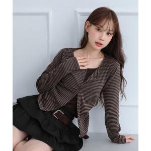 tシャツ ストライプ レイヤードシャーリングTシャツ/2026 AW COLLECTION レディース