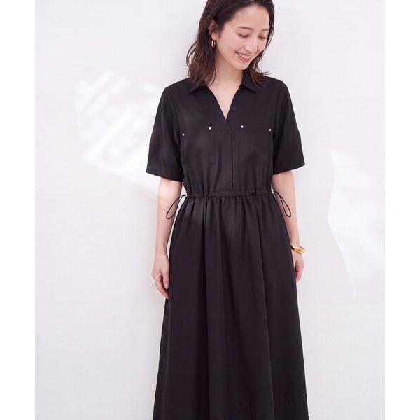 ワンピース 半袖 お上品ドロストスキッパーワンピース