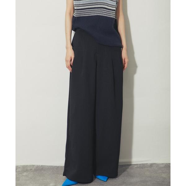 ワイドパンツ スラックス パンツ タックフロントワイドドレープパンツ レディース