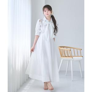 シャツワンピース Bow tie shirts dress