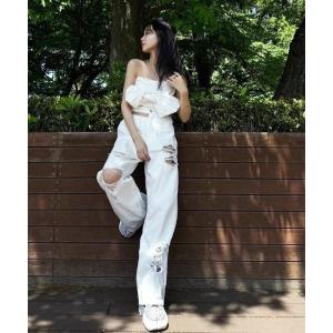 「qumerry.」 デニムパンツ SMALL ホワイト レディース