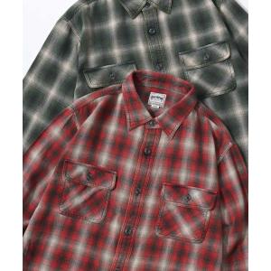 シャツ HOUSTON/ヒューストン Vintage Ombre Check Flannel Shirt/ヴィンテージ加工 オンブレチェック フランネルシャツ/レディース メンズ