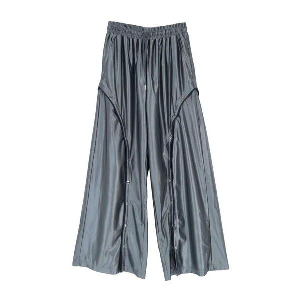パンツ PIPING LINE SLIT SATIN PANTS レディース