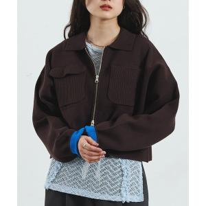 カーディガン COLLARED ZIP CARDIGAN レディース