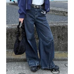 ワイドパンツ ジーンズ デニム デニムパンツ upside down DENIM レディース