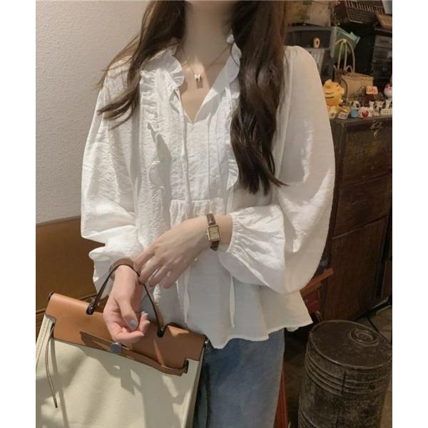 ブラウス シャツ パフスリーブ・長袖シフォンブラウス レディース