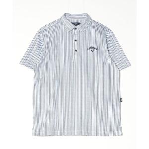 ポロシャツ 半袖 キャロウェイ Callaway かざあなメッシュストライプ総柄半袖シャツ メンズ