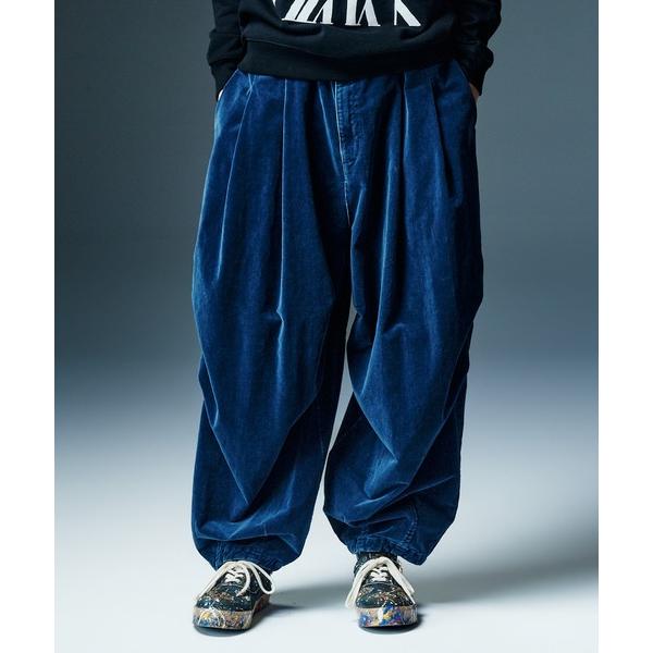 ワイドパンツ パンツ Indigo Velveteen Knee Tuck Pants / インディ...
