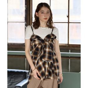ブラウス シャツ 2WAYオンブレチェックシャツ レディース