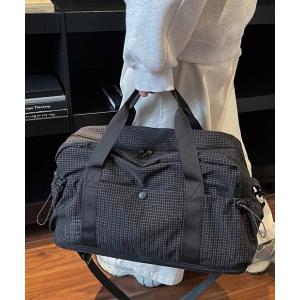 ボストンバッグ チェック柄拡張可能トラベルバッグ/旅行用ボストンバッグ/マザーズバッグ/A4収容対応 メンズ レディース