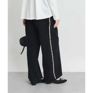 ワイドパンツ ジーンズ デニム デニムパンツ サイドパールデニムパンツ レディース