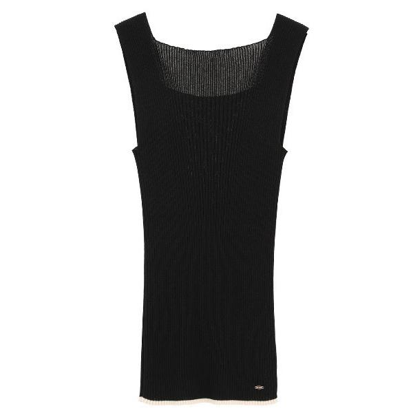 タンクトップ ノースリーブ CLANE/クラネ/W FACE CONTRAST HEM RIB KN...