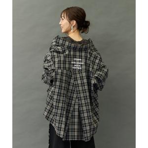 ブラウス シャツ 「FONT LAB」バックロゴフレアシャツ（チェック） レディース