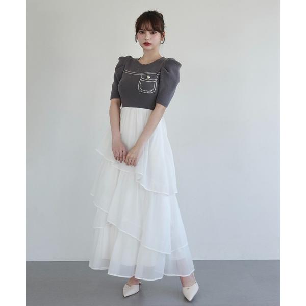 ワンピース 半袖 E.M ATELIER.KNIT COMBI DRESS