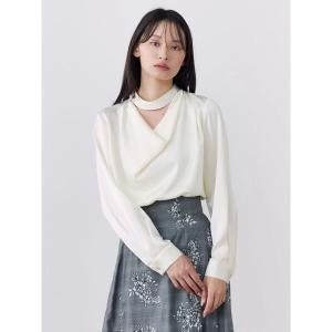 ブラウス シャツ ハイネックドレープブラウス レディース