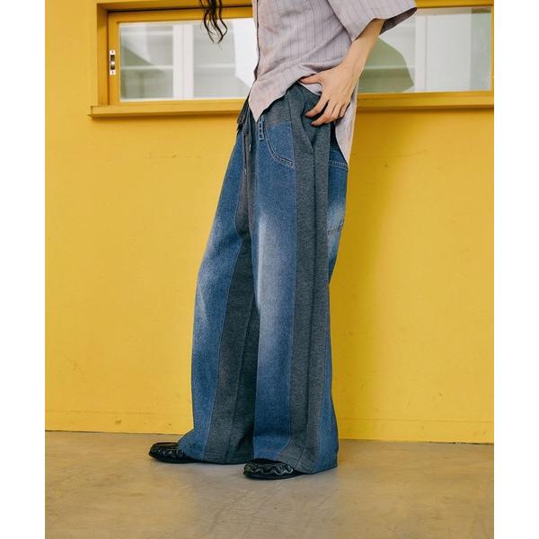 ワイドパンツ ジーンズ デニム デニムパンツ 「MODE NORM CORE」 デニムパッチワークパ...