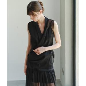 ブラウス シャツ 「tageechita」シアークロスドレープ ノースリーブトップス レディース