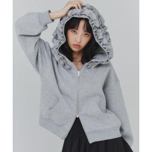 tシャツ 「着映えフリルで差がつく」フリルフードパーカー / ダブルジップ スウェット レディース