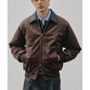 ブルゾン アウター Leather Collar Faux Suede Blouzon / 襟レザーフェイクスエードブルゾン メンズ レディース