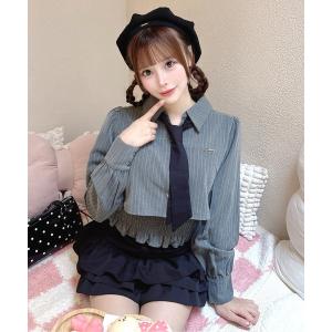 ブラウス シャツ タイ付きレイヤードブラウス レディース