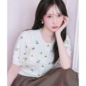 カーディガン 夏 半袖 「8/7(fri)発売」モチーフ刺繍カーディガン レディース