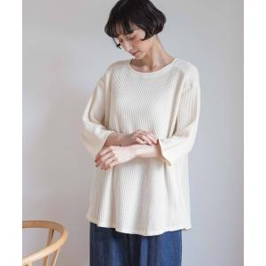 tシャツ 「natural by clip」ソフトワッフル切り替えチュニック レディース