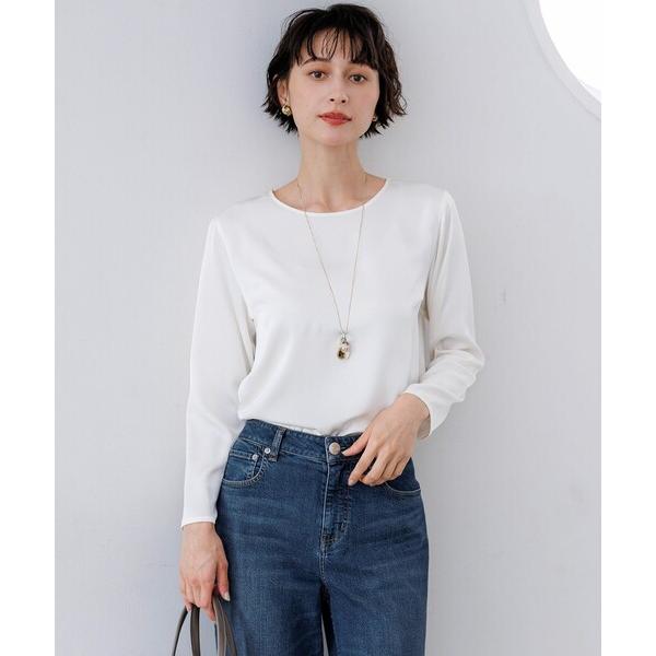 tシャツ サテン ロングスリーブ Tシャツ レディース