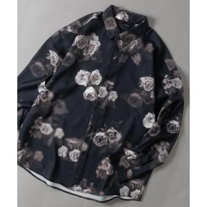 シャツ 「a」ナチュラルストレッチ 総柄ルーズサイズシャツ 長袖/イージーケア/花柄/ドット/マップ メンズ レディース