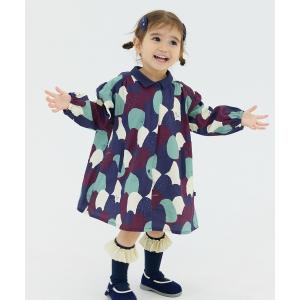 ワンピース フォックス総柄長袖シャツワンピース キッズ 子供服 女の子
