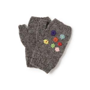 手袋 手編み フラワー 刺繍 グローブ レディース