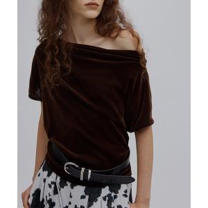 tシャツ 半袖 2WAY DRAPE VELOUR TOP レディース