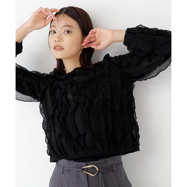 tシャツ シアーフリルプルオーバー レディース