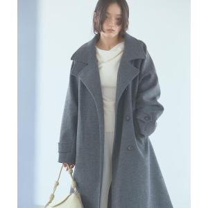 コート アウター 抗ピル スタンドカラーロングコート レディース