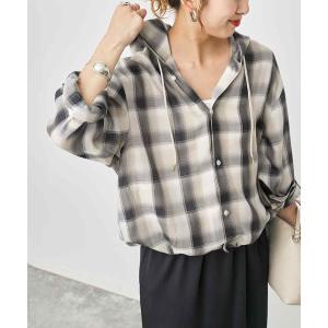 ブラウス シャツ PEチェックパーカ レディース