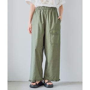 パンツ コットン裾フリルパンツ「プチ・プラスサイズあり」 レディース