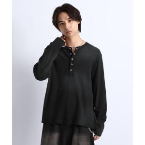 ヘンリーネック tシャツ SPRAY DYED WAFFLE HENLEY T-SHIRT/スプレー加工ワッフルヘンリーTシャツ メンズ
