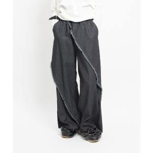 ワイドパンツ ジーンズ デニム デニムパンツ スパイラルデニムパンツ レディース メンズ