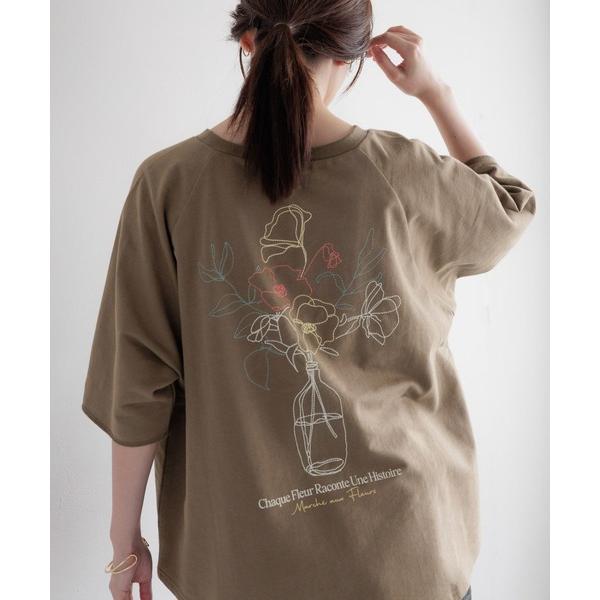 tシャツ アソートフラワー刺繍Tシャツ レディース
